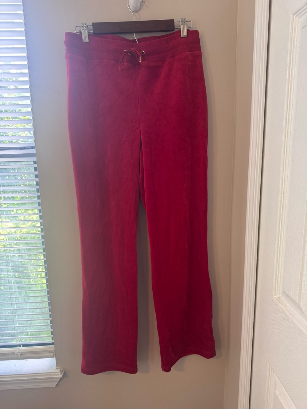 Boston Proper Red Velour Track Pants Medium Y2K Wide Leg